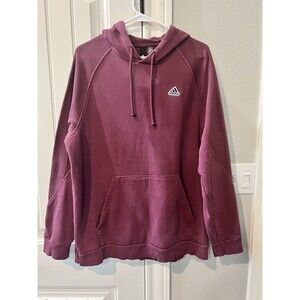 New Mens Adidas Burgundy Maroon Vintage Sweatshirt Hoodie with Pockets Large